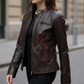 Cafe Racer Dark Brown Leather Jacket for Women (SF330)