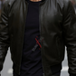 Daniel Matte Black Bomber Leather Jacket For Men (SF526)