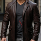 Distressed Brown Leather Blazer For Men Real Sheepskin (SF537)