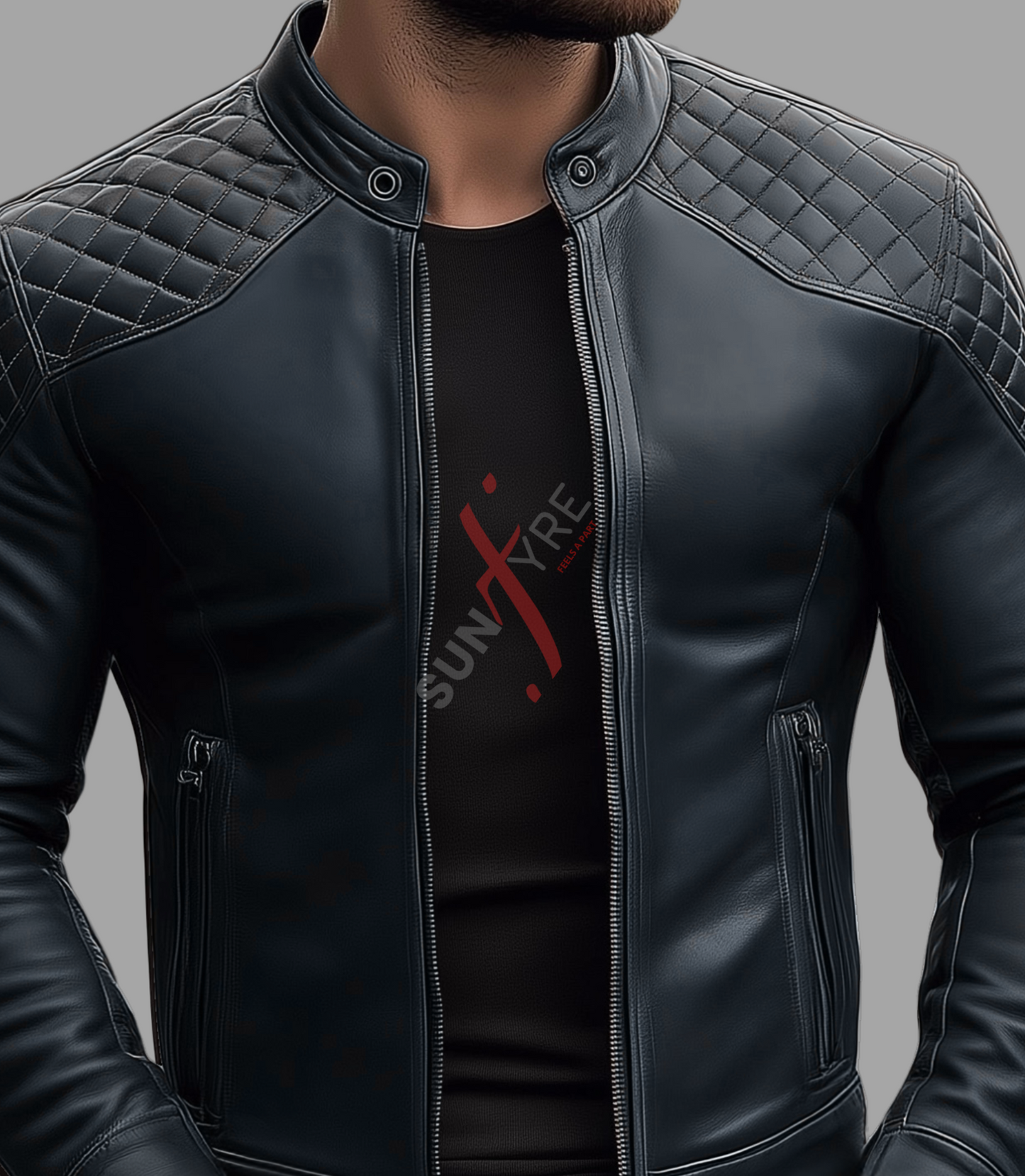 Real Lambskin Black Cafe Racer Leather Jacket