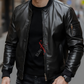 Black Bomber Leather Jacket For Men Lambskin (SF104)