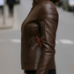 Jasmine Racer Dark Brown Biker Leather Jacket For Women (SF160)