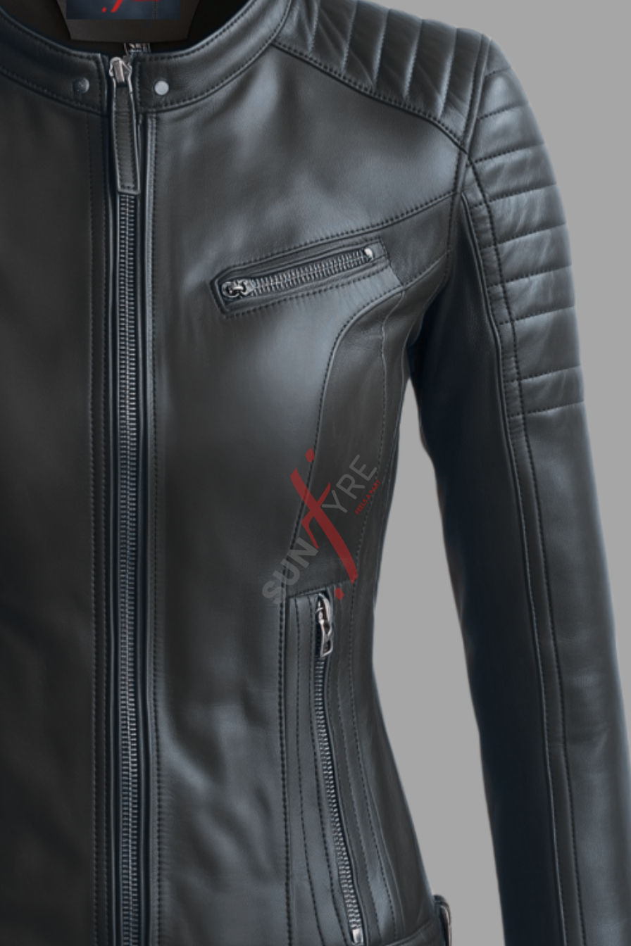 Lambskin Black Leather Jacket For Women