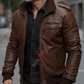 Chestnut Brown Bomber Leather Jacket For Men (SF524)