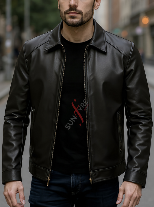 Conor Black Leather Jacket For Men (SF576)