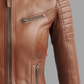 Austin Cafe Racer Sheepskin Tan Biker Leather Jacket 