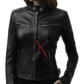 Cafe  racer black leather jacket for women 