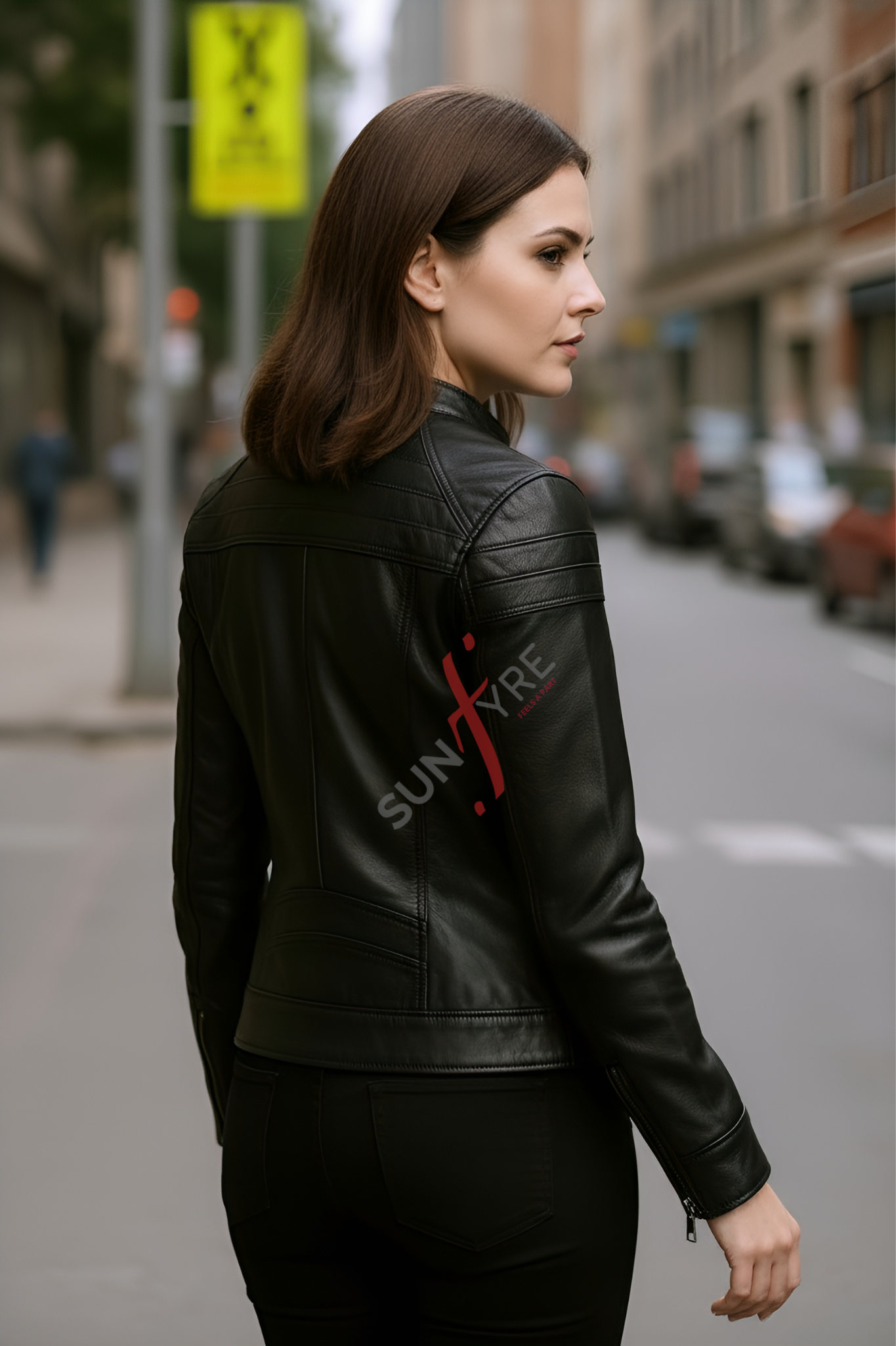 Jasmine Black Racer Leather Jacket For Women (SF140)