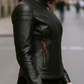 Jasmine Black Racer Leather Jacket For Women (SF140)