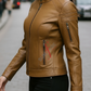 Jasmine Racer Cognac Biker Leather Jacket For Women (SF160)