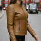 Jasmine Racer Cognac Biker Leather Jacket For Women (SF160)