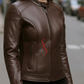 Jasmine Racer Dark Brown Biker Leather Jacket For Women