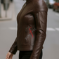 Jasmine Racer Dark Brown Biker Leather Jacket For Women 