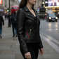 Naomi Black Leather Biker Jacket For Women (SF321)
