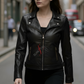 Naomi Black Leather Biker Jacket For Women (SF321)