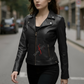 Naomi Black Leather Biker Jacket For Women (SF321)