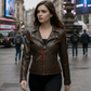 Naomi Dark Brown Leather Biker Jacket For Women 