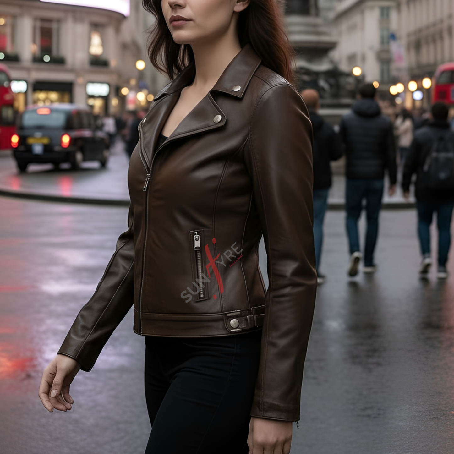 Naomi Dark Brown Leather Biker Jacket For Women 