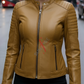 Suzan Racer Cognac Leather Jacket For Women 