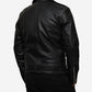 Black Asymmetrical Belted Motorcycle Leather Jacket For Men (SF129)