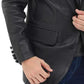 Real Lambskin Black Two Button Leather Blazer 