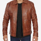 Vintage Lambskin Distressed Brown Leather Jacket For Men