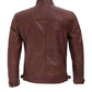  Cafe Racer Brown Leather Biker Jacket 