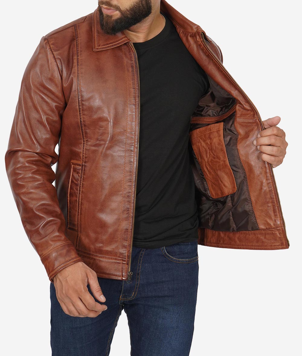 Vintage Lambskin Distressed Brown Leather Jacket 