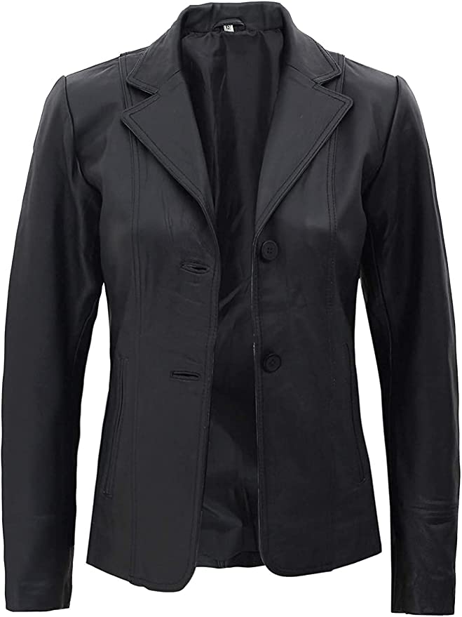  Black Leather Blazer Coat For Women