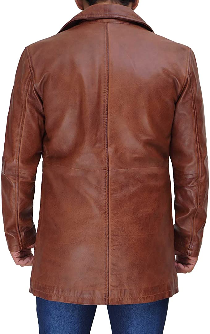 Tan Leather Car Coat 