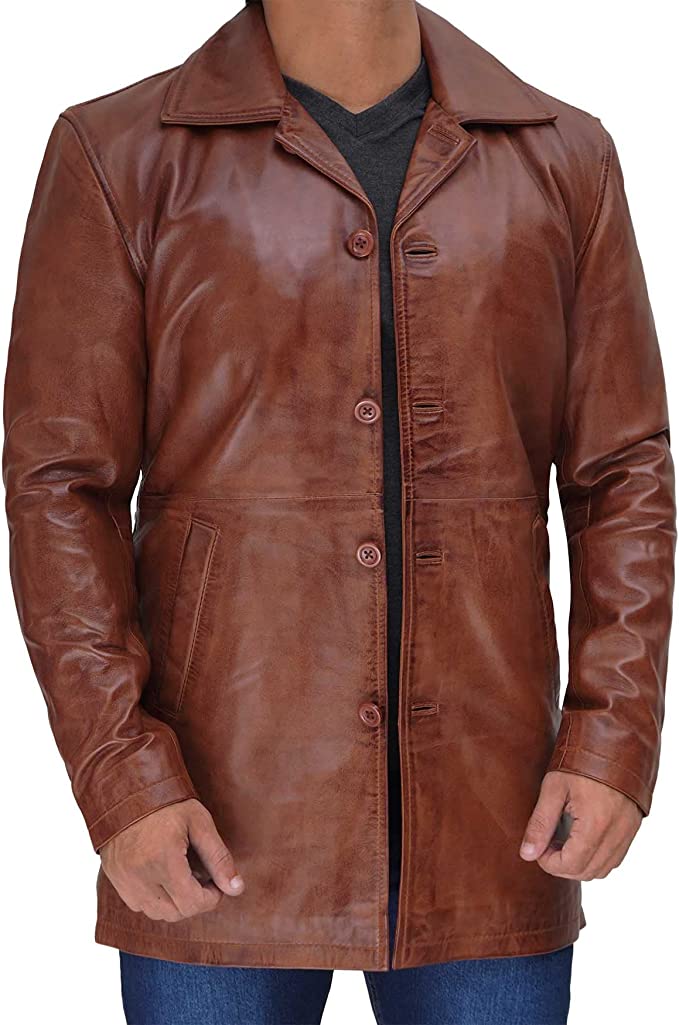 Lambskin Tan Leather Car Coat