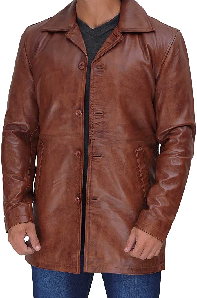 Leather Car Coat For Men