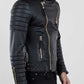 Original Sheepskin Black Motorcycle Leather Jacket 