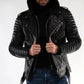 Original Men's Sheepskin Black Motorcycle Leather Jacket