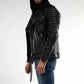 Sheepskin Black Motorcycle Leather Jacket