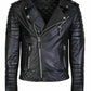 Sheepskin Black Motorcycle Leather Jacket For Men