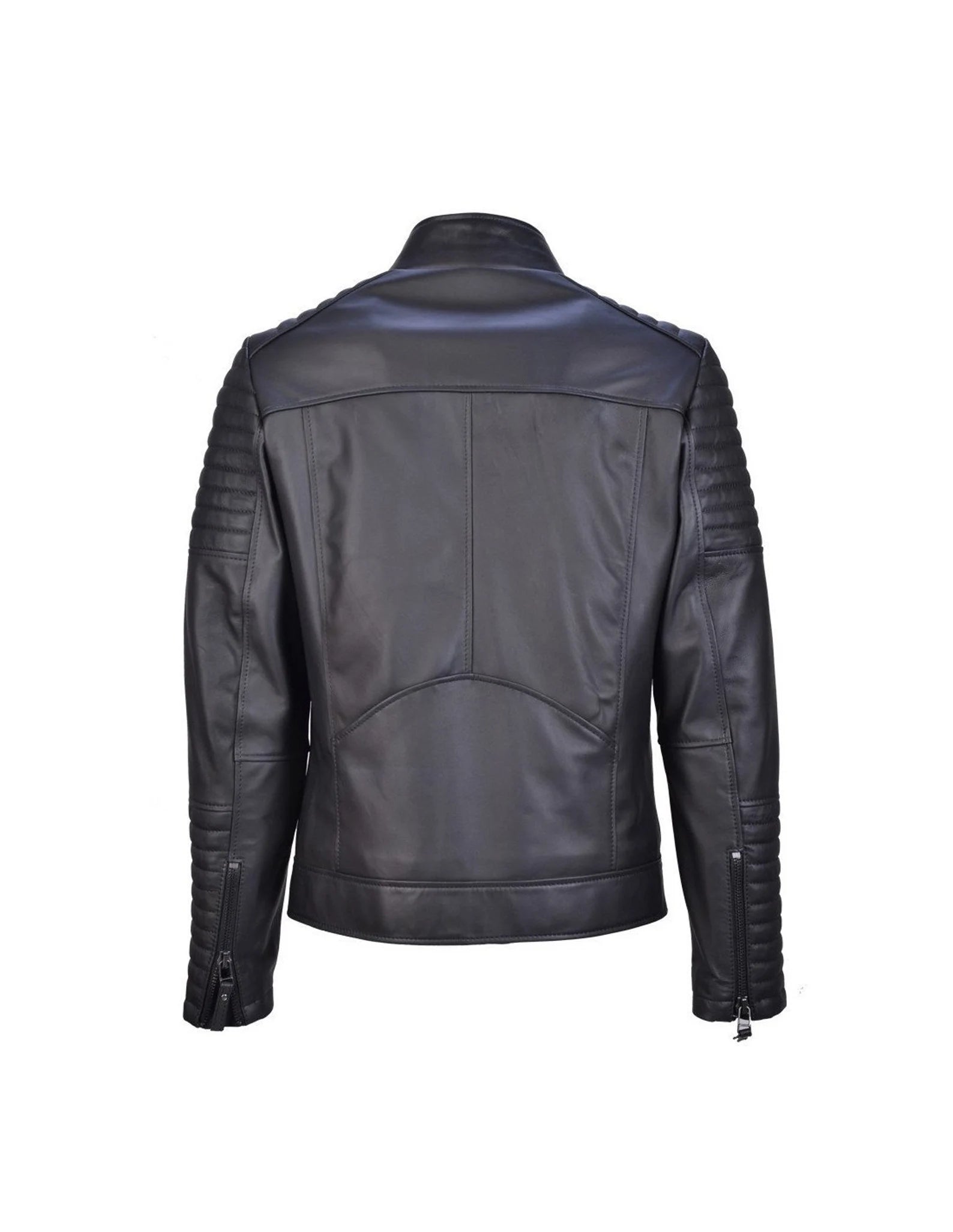 Original Sheepskin Black Quilted Leather Jacket Back