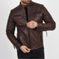  Brown Quilted Leather Jacket For Men