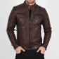 Original Sheepskin Brown Quilted Leather Jacket For Men