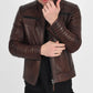  Brown Quilted Leather Jacket 