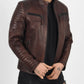 Original Sheepskin Brown Quilted Leather Jacket 