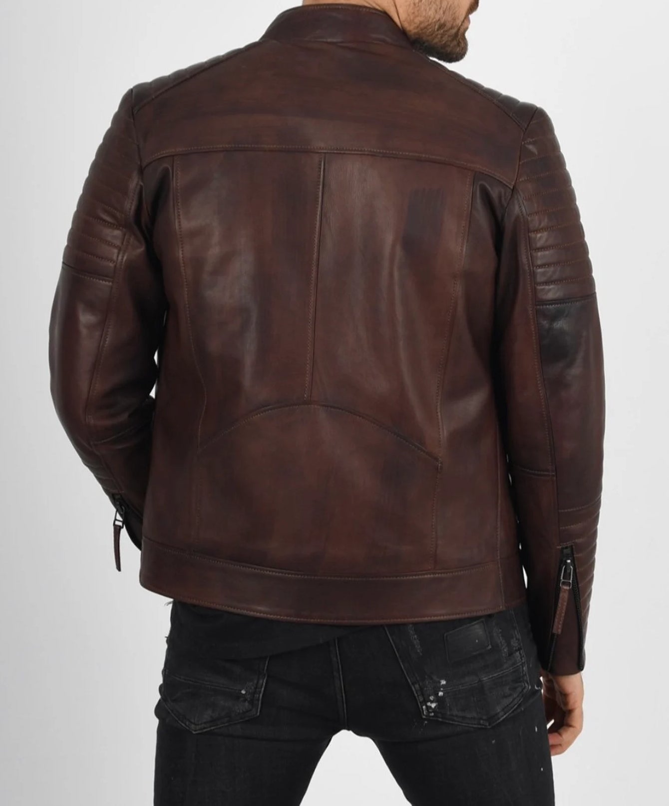 Original Sheepskin Brown Quilted Leather Jacket