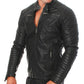 Original Sheepskin Cafe Racer Black Leather Biker Jacket For Men