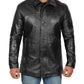 Real Lambskin Black Leather Coat For Men