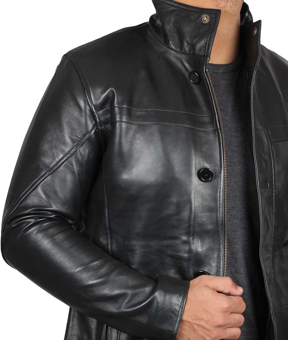Black Leather Coat 