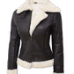 Brown Bomber Shearling Leather Jacket For women
