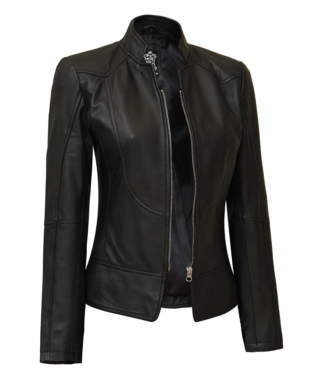 Cafe Racer Black Leather Jacket