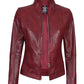  Distressed Burgundy Leather Jacket