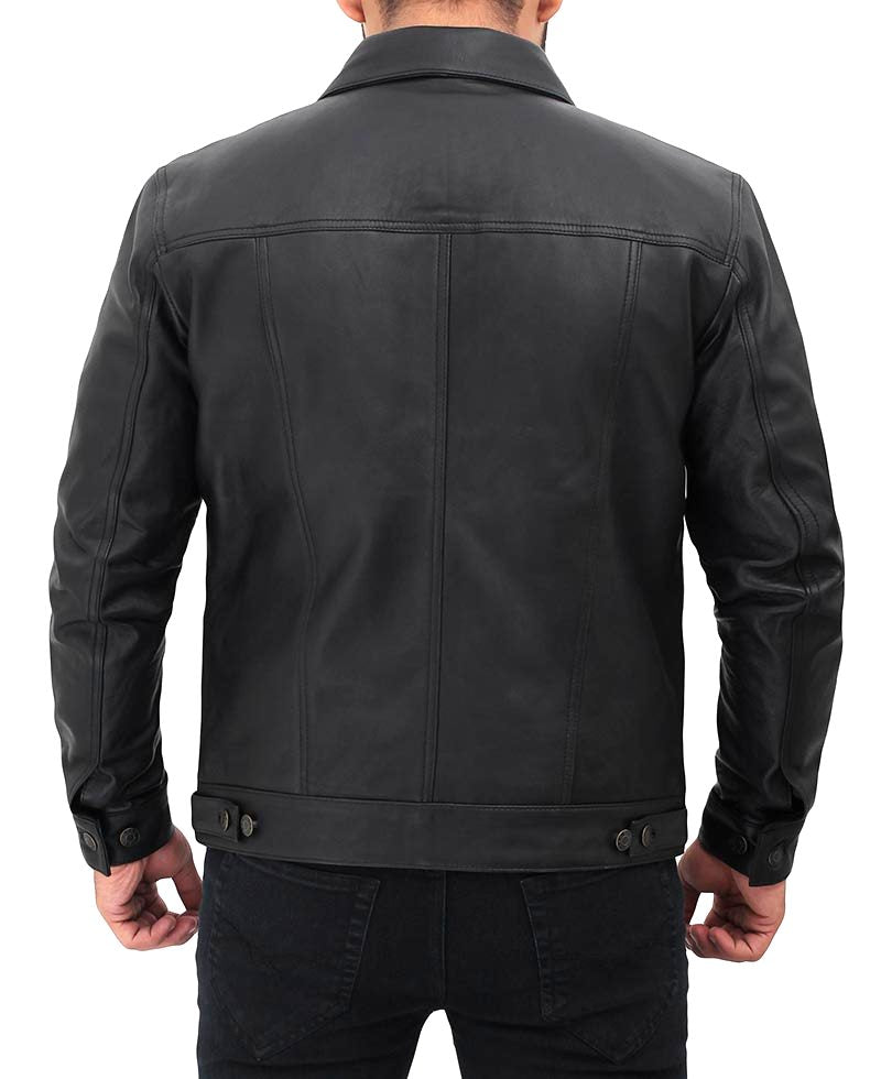  Trucker Leather Jacket For Men