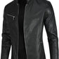 Real Lambskin Cafe Racer Black Biker Leather Jacket 